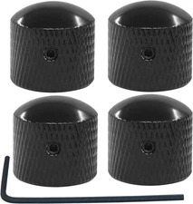 4 Pcs Metal Guitar Knobs, Volume & Tone Dome Knurled Replacement for Electric &