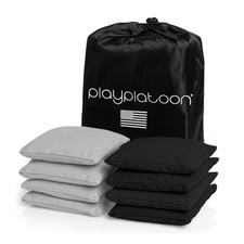 Play Platoon Premium Weather Resistant Cornhole Bags - 4 Silver 4 Black