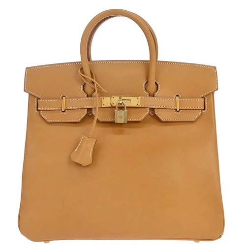 Hermes Hac Birkin Brown Vache Natural With Gold Hardware Neutral Leather Handbag