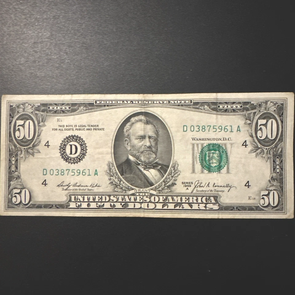 1969a 50 Dollars Vintage Note D03875961a. Excellent Condition - Image 2 of 4