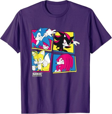 Sonic The Hedgehog Sonic Shadow Tails Knuckles Retro Panels T-Shirt
