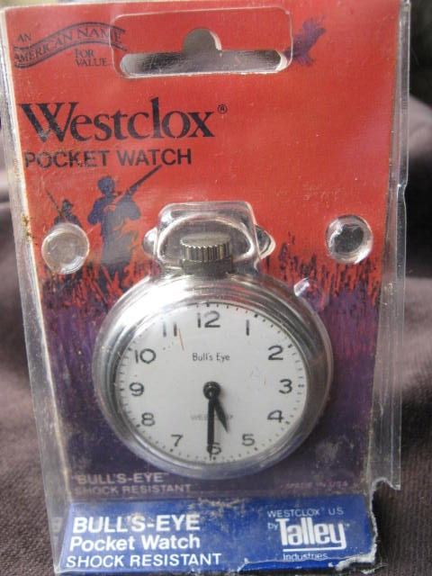 NIB Silver Westclox "Bull's-Eye" Pocket Watch Shock Resistant - No. 40309