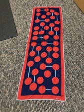 VTG Vera Neumann Scarf Silk Ladybug Signed 14x42 Mod Blue Red Geometric Pattern