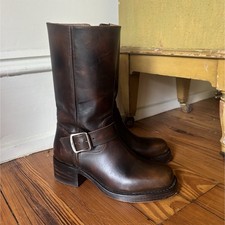 Frye Womens Brown Leather Engineer Boots Mid-...