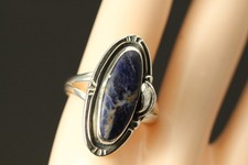 925 Sterling Silver Marquise Cut Blue Sodalite Stone Size 9 Ring 5.8g RIN9463
