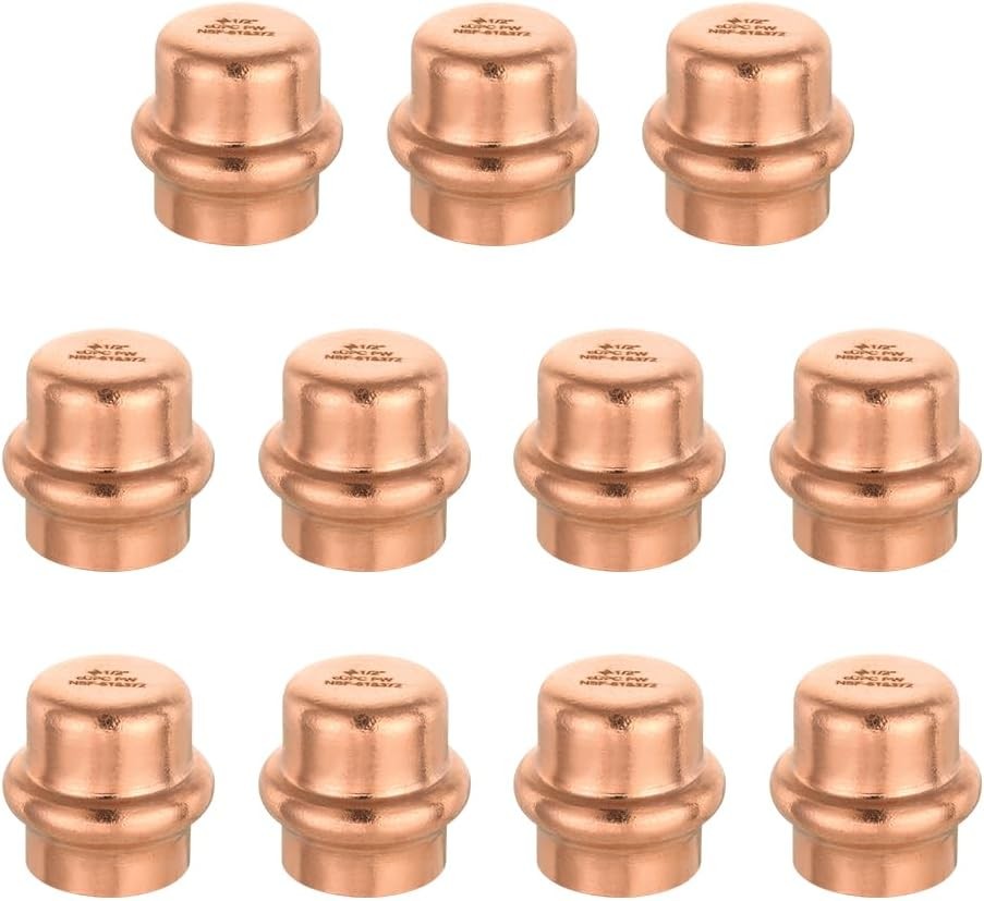 1/2 Inch Copper Press Fit End Cap Plumbing Fittings Pack of 10