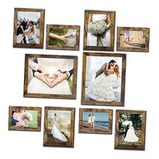 Picture Frame Set 10 pack, Farmhouse Photo Frames, Gallery Wall Rustic Brown