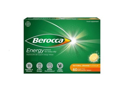 Berocca Energy Vitamin Brausetabletten - natürliches Orangengeschmack, 60 Zucker-F