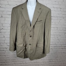 Stafford Black Tan 100 Wool Houndstooth 2 Button Blazer Sport Coat Size 46R