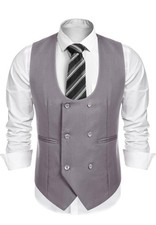 Men's Suit Vest Slim Fit Double Breasted Dress Vest Casual Business Formal...