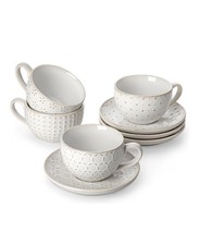 8 OZ MALACASA Cappuccino Cups with Saucers Se...