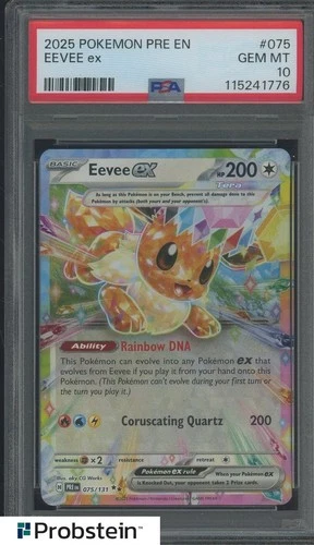 2025 Pokemon PRE EN Double Rare #075 Eevee ex PSA 10 GEM MINT