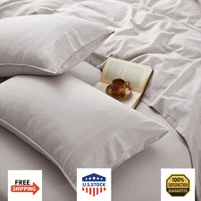 OnlySet 4PC King Organic French Linen Sheets Set Normandy - Tear-Resistant & Sof