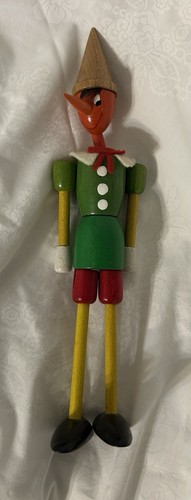 VINTAGE 9” WOODEN STRING JOINTED PINOCCHIO DOLL - MADE IN ITALY - EUC - Picture 1 of 3