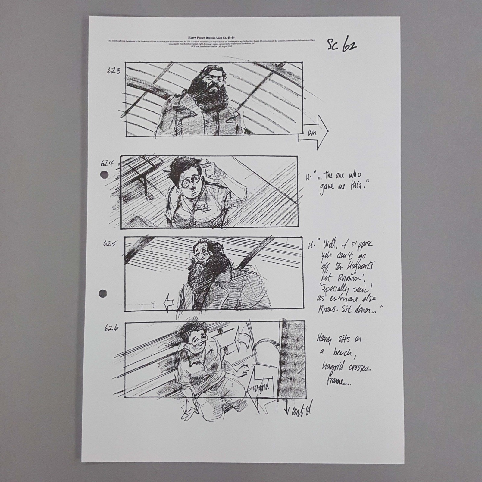 J.K. Rowling Harry Potter Hagrid Harry Diagon Alley Original Storyboard Art