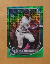 2025 Bowman Chrome Mega Box #66 Julio Rodriguez Base Green Mojo Refractor #95/99
