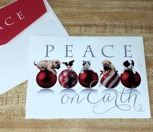Papillion Westchester Cavalier King Charles Spaniel Bulldog Pups Christmas Card