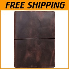 Stylish Dark Brown Notebook Cover, A5 Size, Genuine Leather