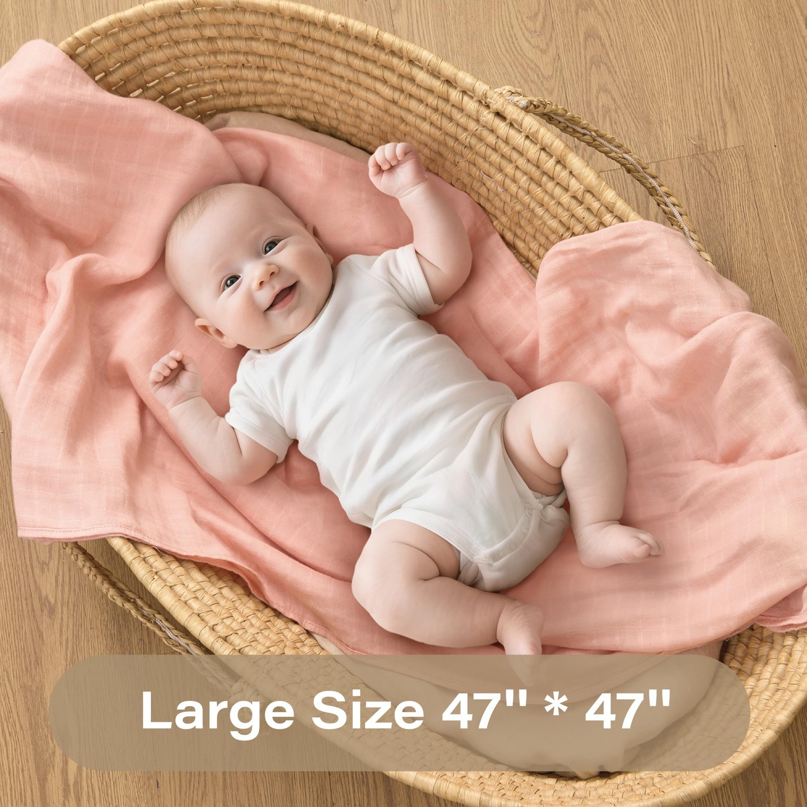 Moonkie Muslin Swaddle Blankets with Pacifier Clip, Soft Baby Blankets for Bo...