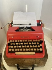 Vintage 1950’s Red Royal Quiet Deluxe Typewriter Portable.  Not Serviced. thumbnail