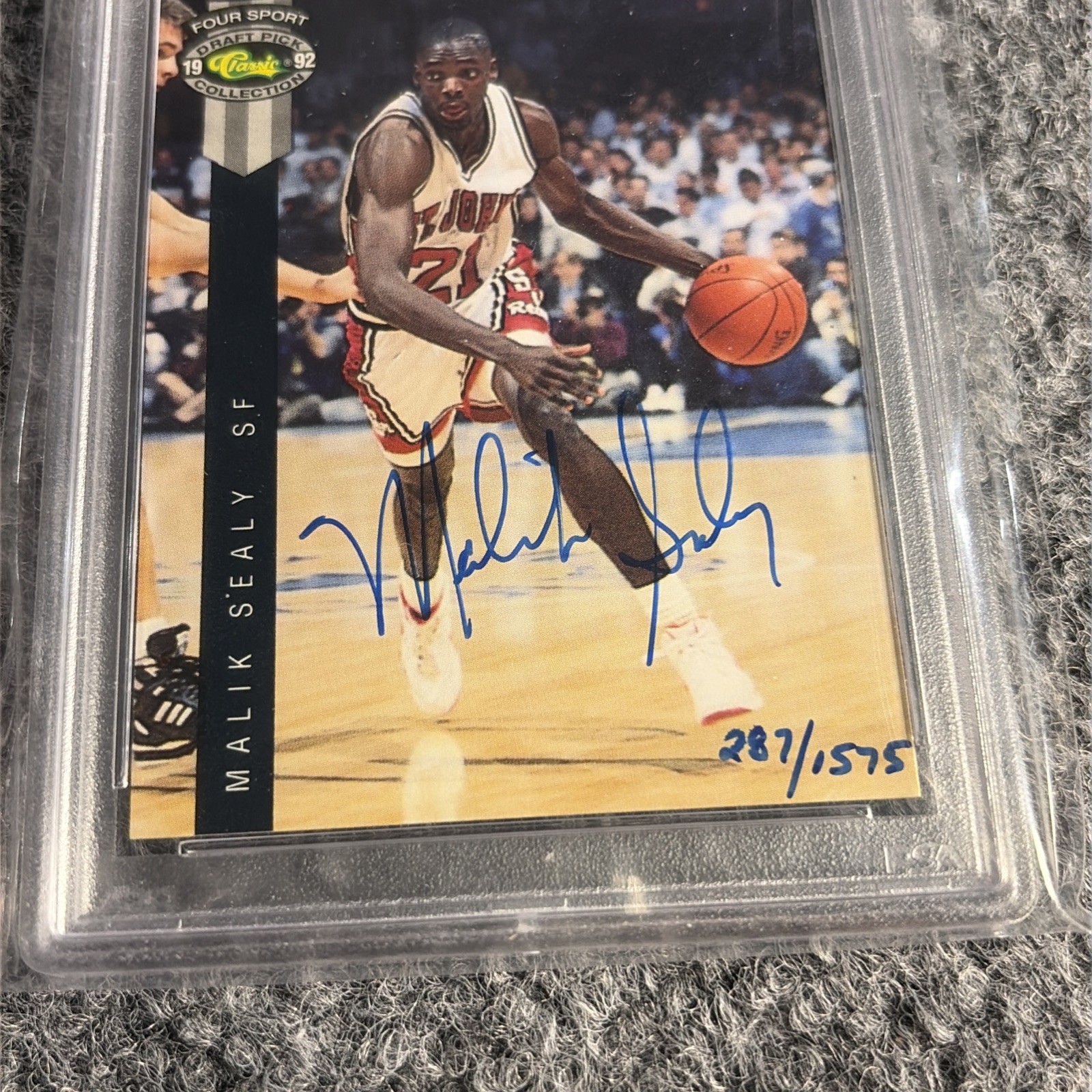 Classic 1992 Four Sport Draft Pick #19 Malik Sealy Autograph /1575 PSA authentic view 4