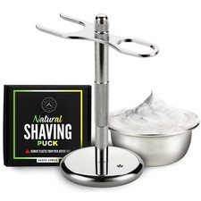 Excellent Straight Razor Stand Kit - Shaving Bowl, Soap Puck, Brush Stand, Pr...