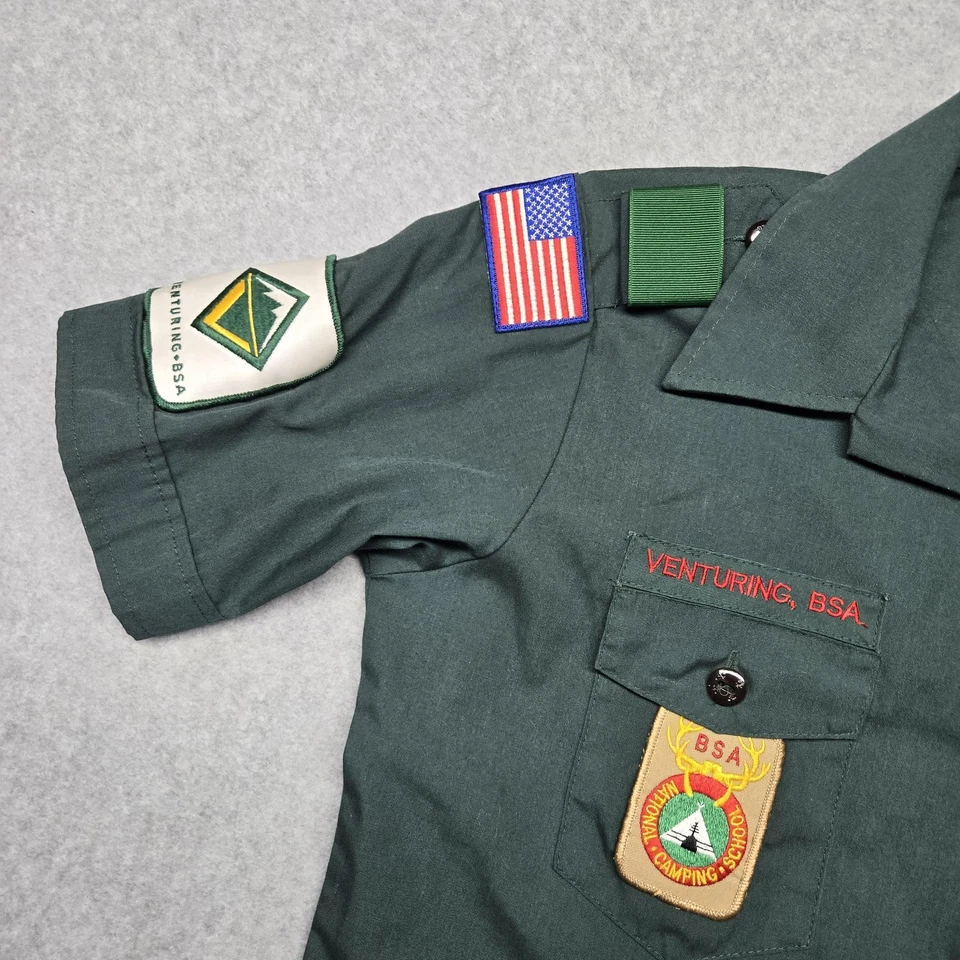 Boy Scouts BSA Venturing Shirt Womens Medium Green Uniform Made USA Patches - Image 3 of 4