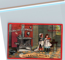 Glenwood & Elmwood stoves John Ely Co Rome NY trade card a116
