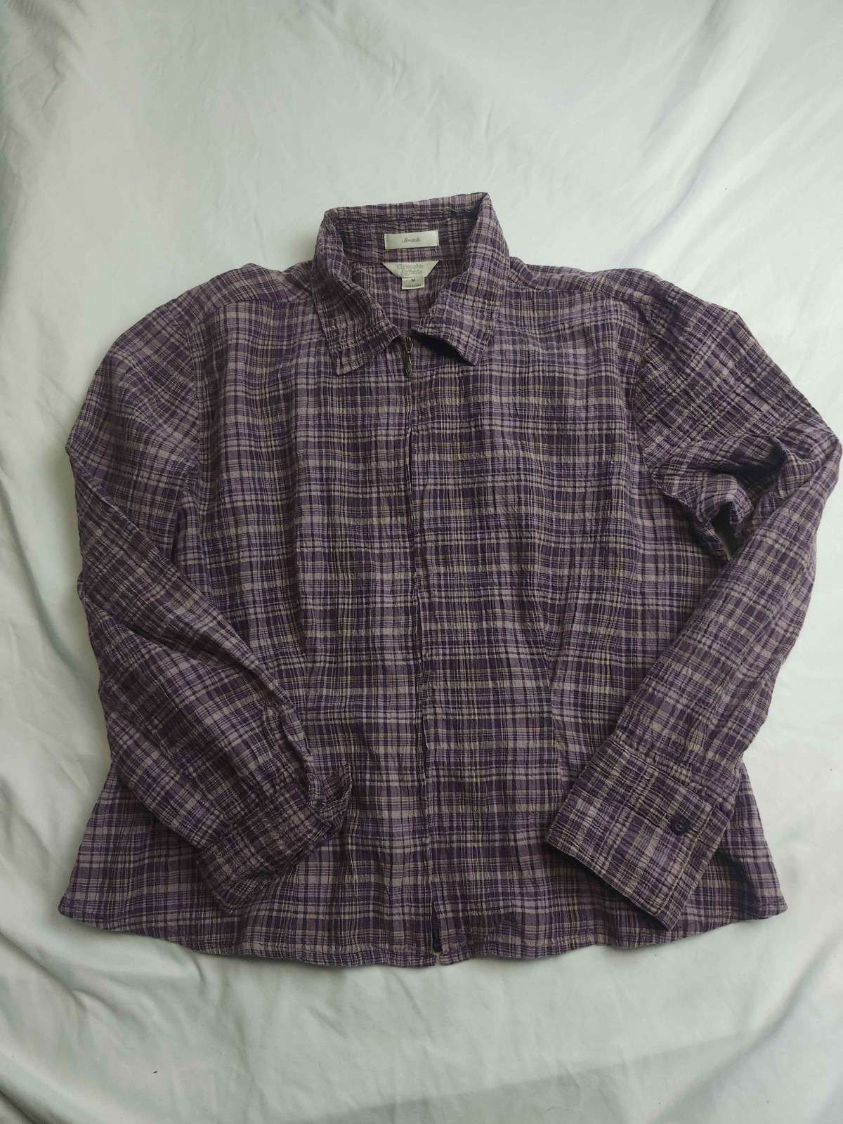 Christopher & Banks Shirt Jacket Shacket Womens M Purple Plaid Full Zip Gorpcore