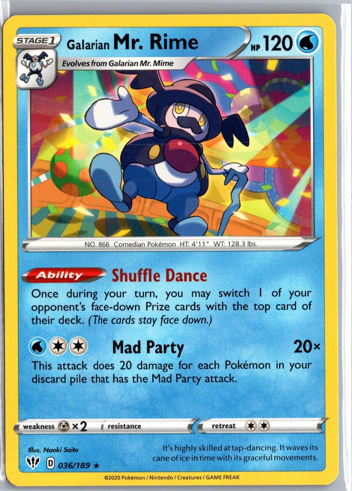 Galarian Mr. Rime 036/189 Rare Darkness Ablaze Pokemon Lightly Played