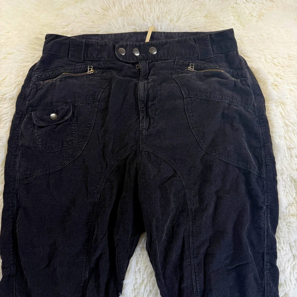 Calça de veludo Free People Moto tamanho 10 preta alta engrenagem bolsos utilitários grunge - Imagem 3 de 4