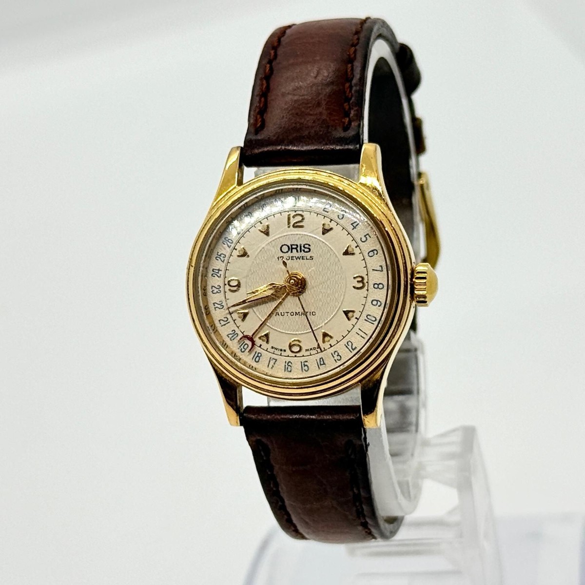 Oris Pointer Date 7405 Automatic Dress Watch Beige Dial Leather