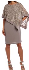 NEW R M RICHARDS Dress Size 12 Embellished Lace Overlay MOB Champagne Ivory