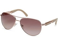GUESS Women  s Aviator Sunglasses Rose Gold Metal Shiny Pilot Style