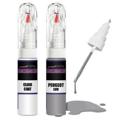 Lackstift für PEUGEOT GRIS ORAGE EVV + Klarlack Pinsel Kratzer Fix Kit