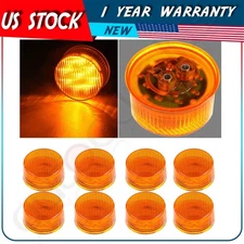 8pcs Amber Tralier Truck 2" Side Marker Light Clearance Lamp Round Shape