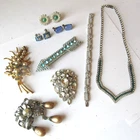 LOT Vintage 1950s 60s Rhinestones COSTUME JEWELRY Earrings BROOCH Fur Clip
