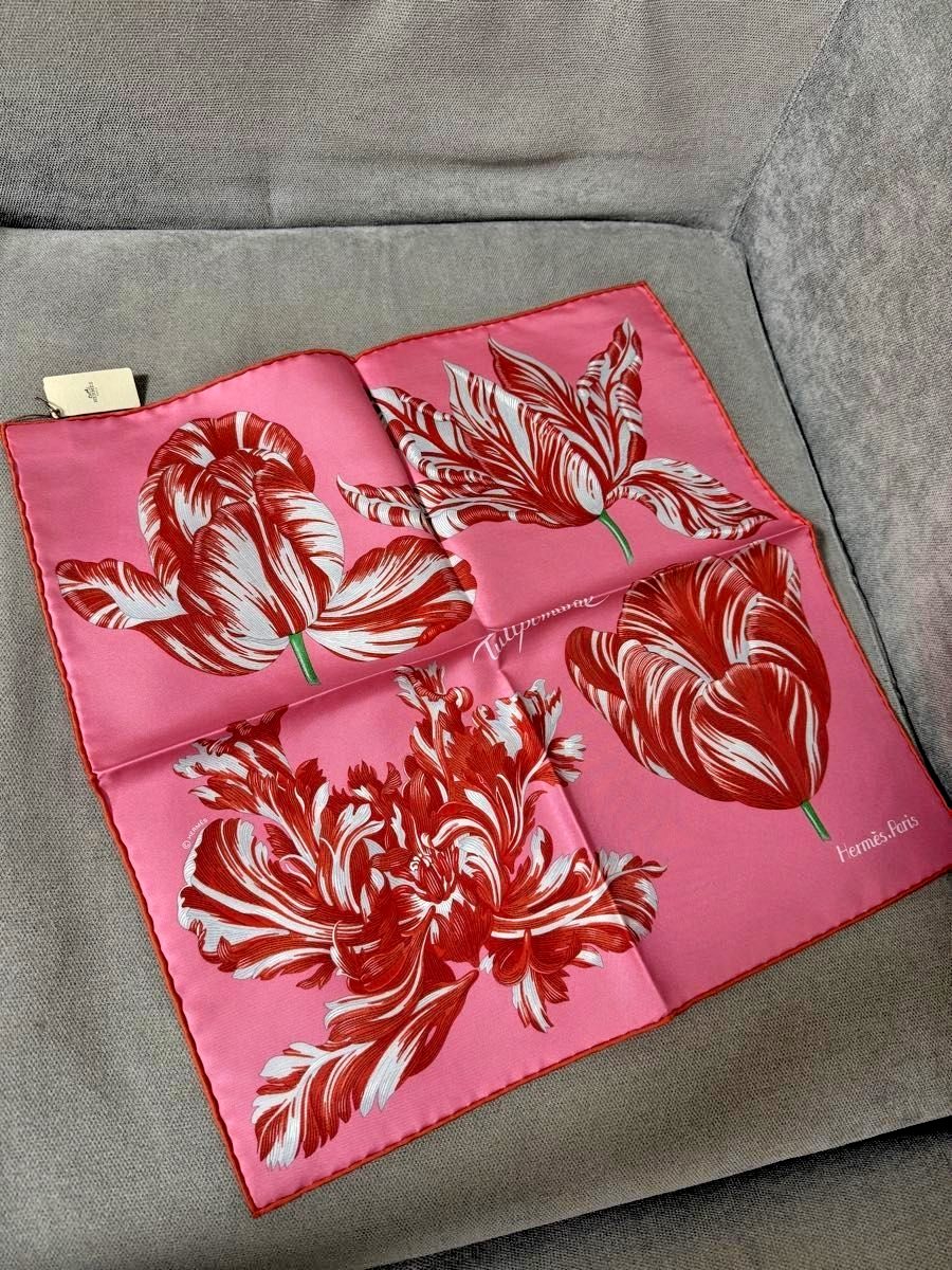HERMES Gavroche Tulipomanie Petit Carre 45 Silk Scarf W/Box New