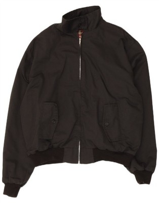 Vintage Mens Bomber Jacket UK 44 2XL Black Polyester DE01