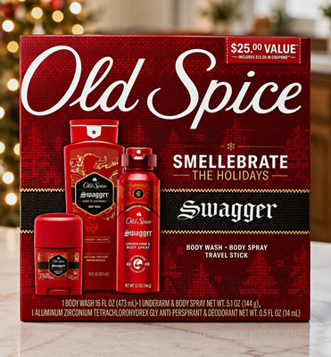 Old Spice Swagger Scent Travel Size Toiletries Set: Body Wash, Spray, Deodorant
