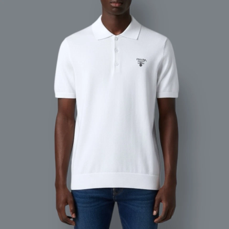 PRADA LUXURIÖSER HERREN-KURZARMPULLOVER / POLOSHIRT AUS 100% KASCHMIR, XL - Bild 3 von 4
