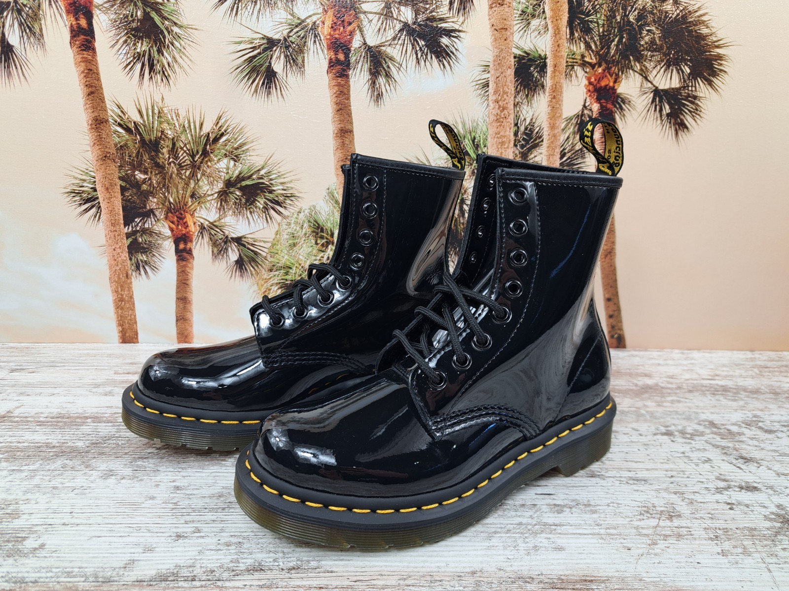 Dr. Doc Martens 1460 Combat Boots Black Patent Leather Women's Size 6 NEW thumbnail 3