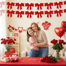 Handmade Felt Bow Banner for Mothers Day Party For Home Room Wall Decor