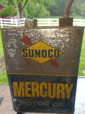 Sunoco Mercury Motor Oil Vintage Metal Advertising Can Gas & Oil Theme