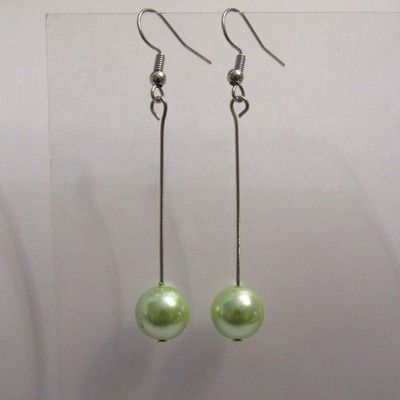 Green Silver Tone Drop Earrings Chic Boho Beach Simple Summer Fashion Jewelry