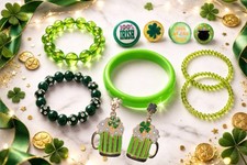 10pc St. Patrick  s Day Jewelry  Pin Bundle   Shamrock Bracelets Earrings Pins