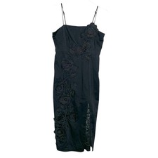 BHLDN Anthropologie S NEW 3D Floral Side Slit Column Midi Dress Evening