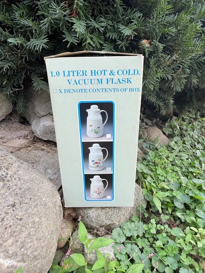 Nuevo de Lote Antiguo 1L Frasco de Vacío Jarra de Café, Termo Floral Retro con Caja Foto 2 de 4