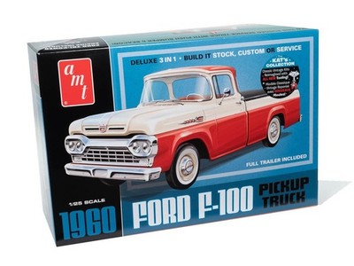 AMT 1/25 1960 Ford F100 Pickup w Trailer Model Kit Tri Power Custom AMT1407