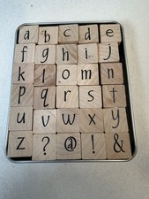 Wood Rubber Stamp Set Lot Cursive Script Typewriter Font Alphabet Cardmaking
